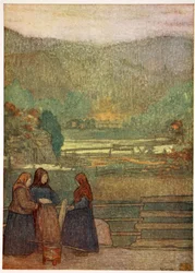 Landfrauen verkaufen Beeren auf dem Weg nach Storen, 1905